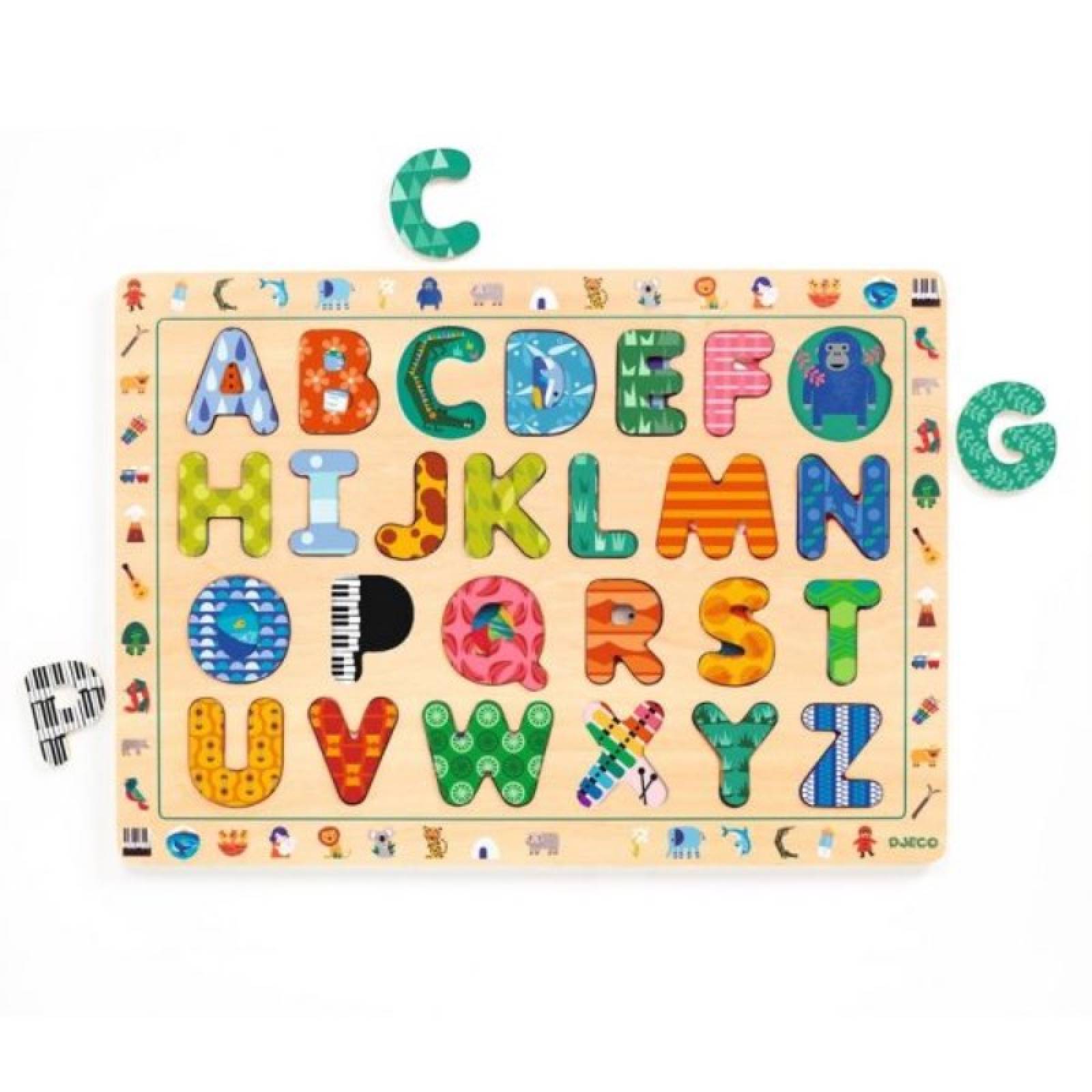 Wooden ABC Puzzle In French & English By Djeco 3+ thumbnails