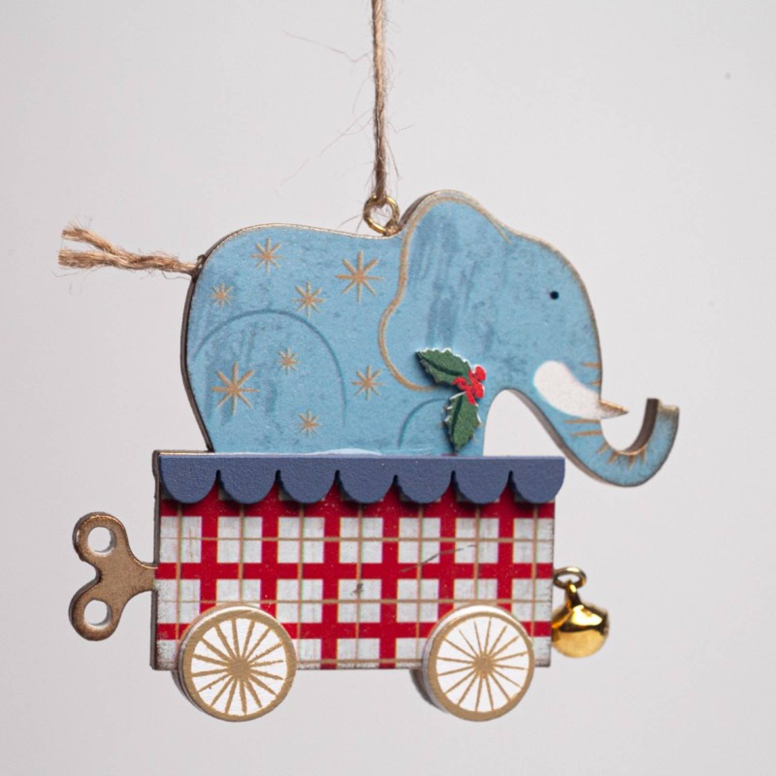 Wooden Animal In Cart Hanging Christmas Decoration thumbnails