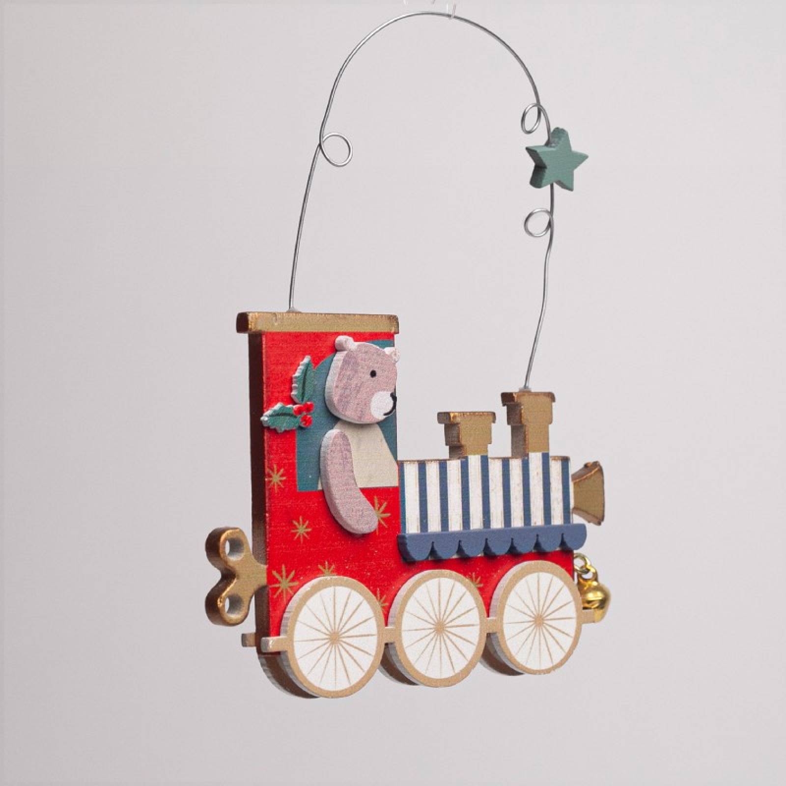 Wooden Animal In Train Hanging Christmas Decoration thumbnails