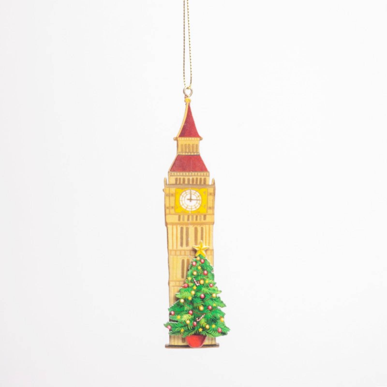 Wooden Big Ben Hanging Christmas Decoration thumbnails