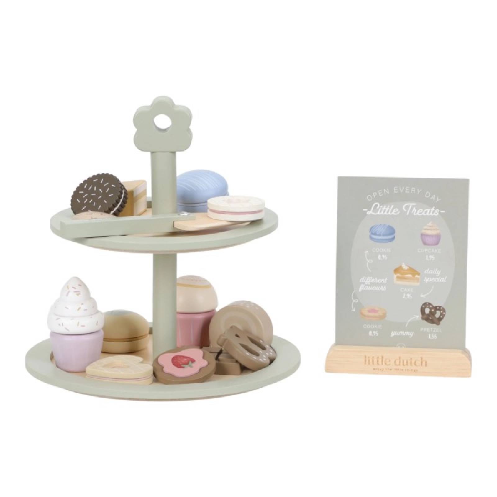 Wooden Cake Stand Play Food Toy By Little Dutch 3+