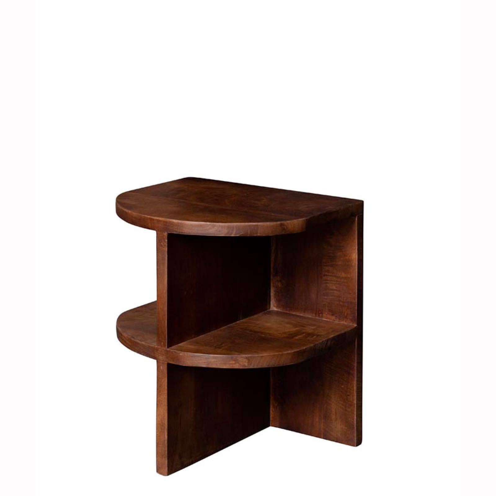 Wooden Curved Side Table With Shelves thumbnails