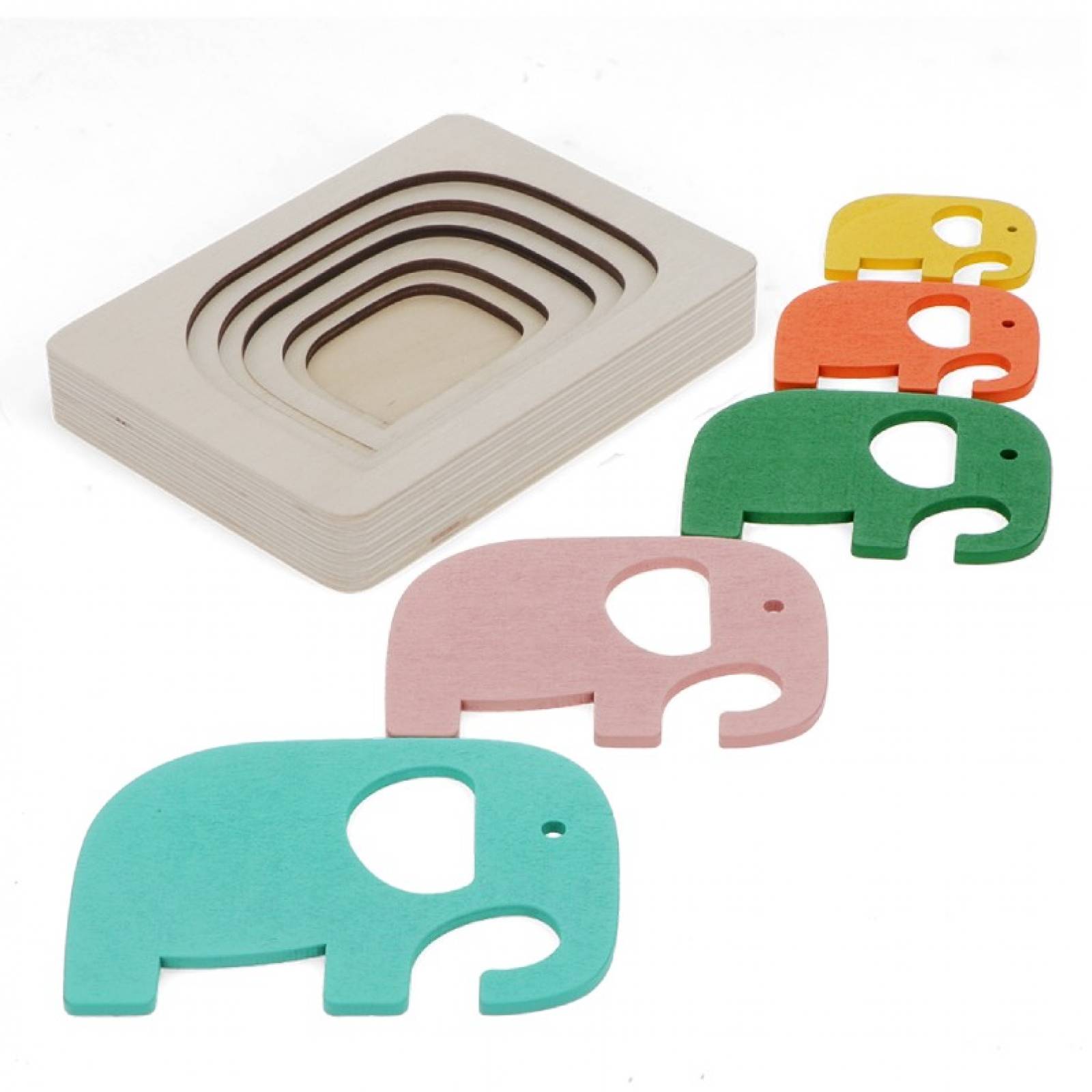 Wooden Elephant Layered Jigsaw Puzzle - 5 Pieces 3+