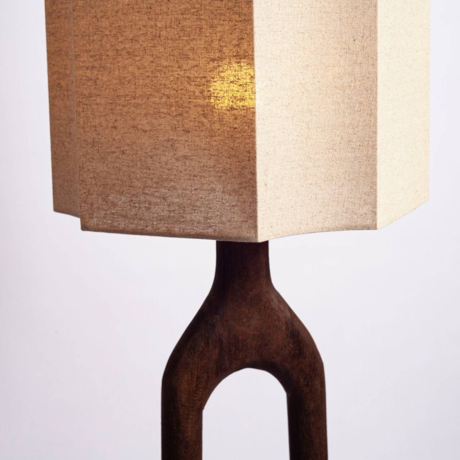 Wooden Floor Lamp With Octagonal Linen Shade thumbnails