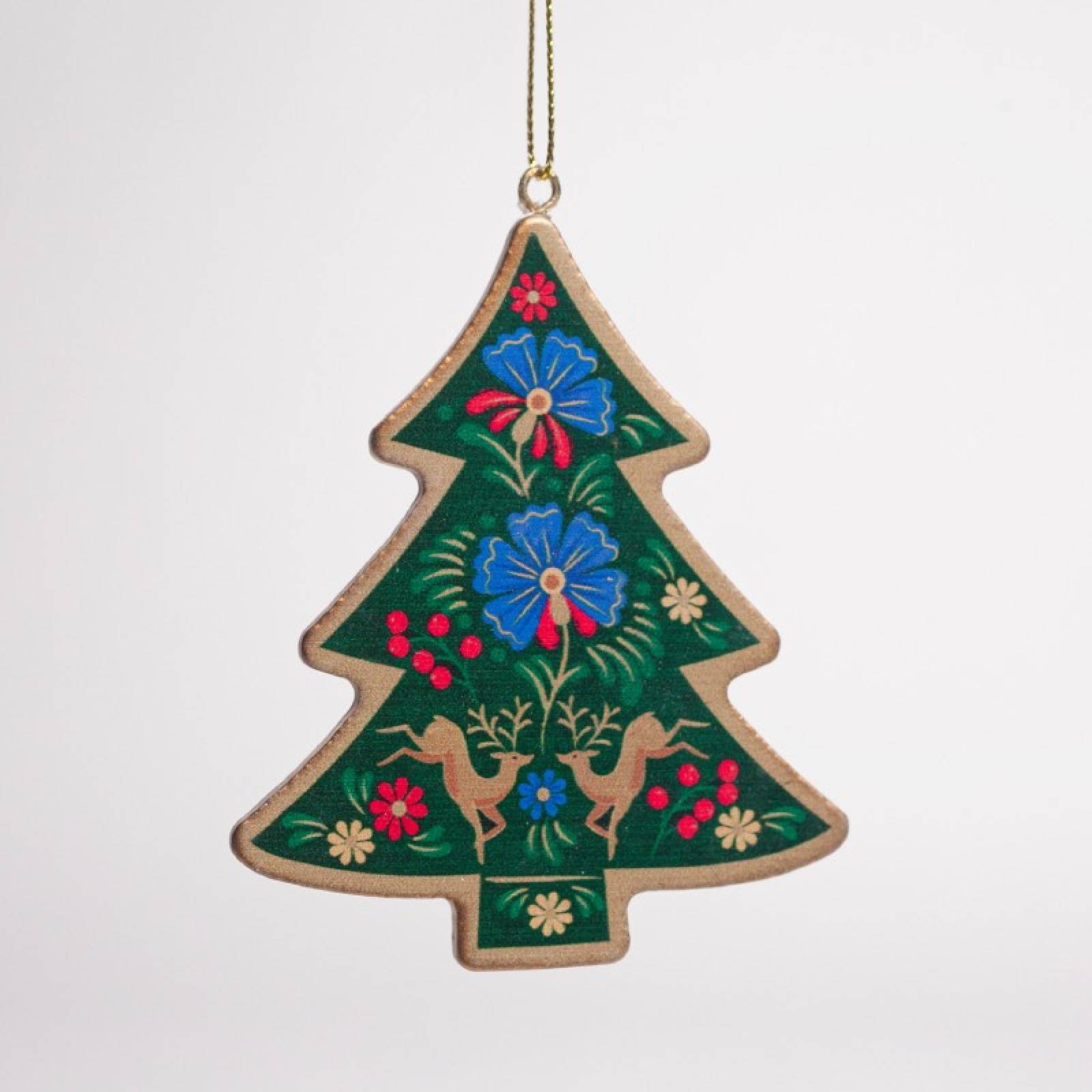 Wooden Folk Art Christmas Tree Hanging Christmas Decoration