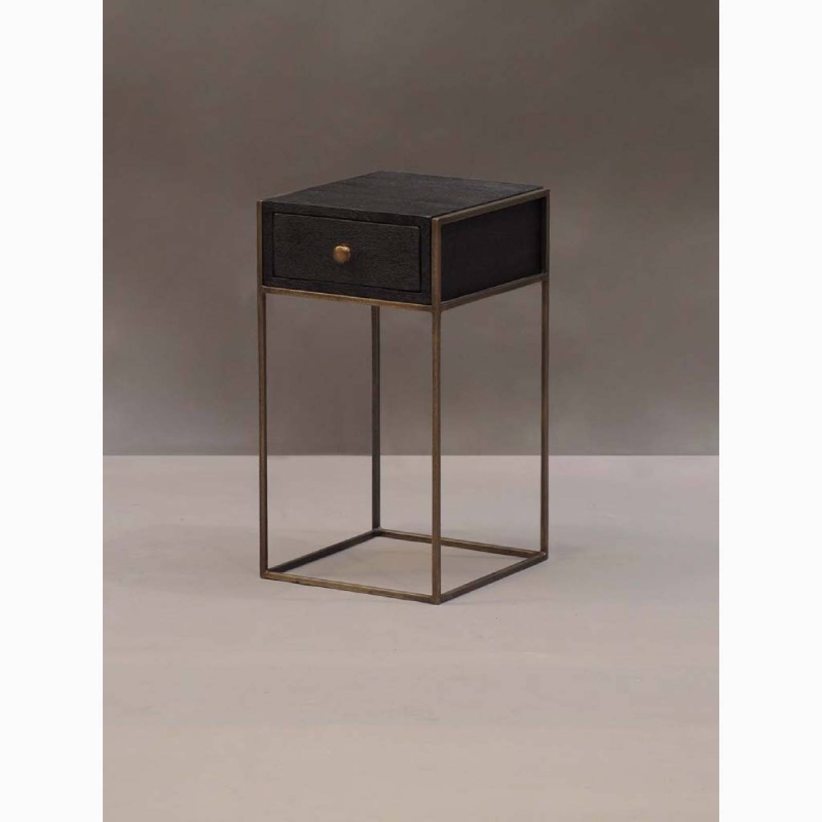 Wooden & Metal Bedside Table With Drawer thumbnails