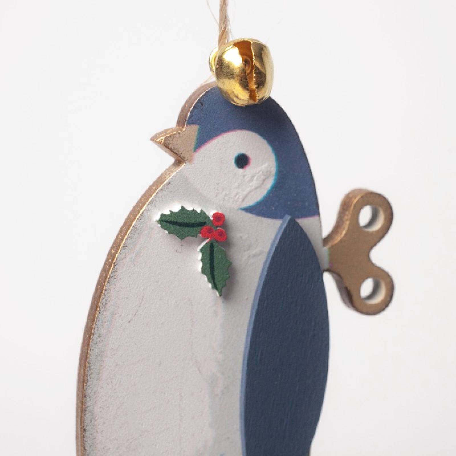 Wooden Penguin With Key Hanging Christmas Decoration thumbnails