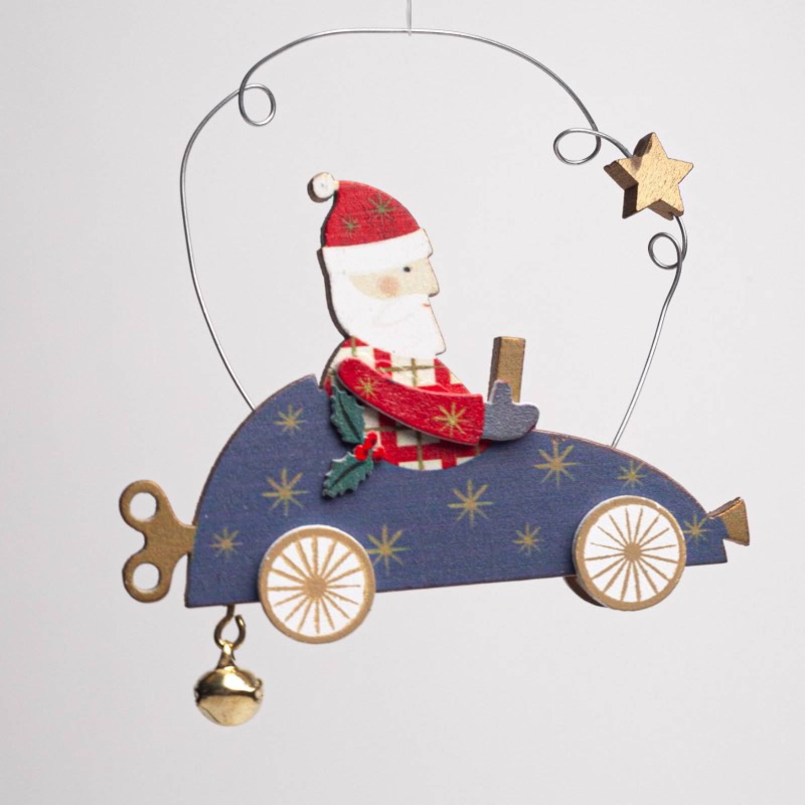 Wooden Santa In Car Hanging Christmas Decoration thumbnails