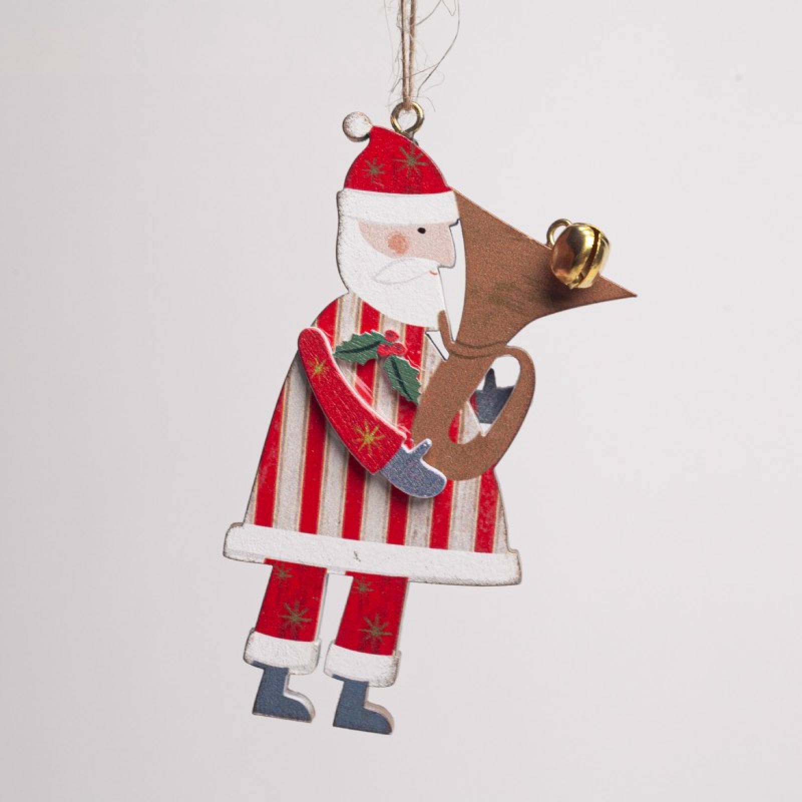 Wooden Santa With Instrument Hanging Christmas Decoration thumbnails