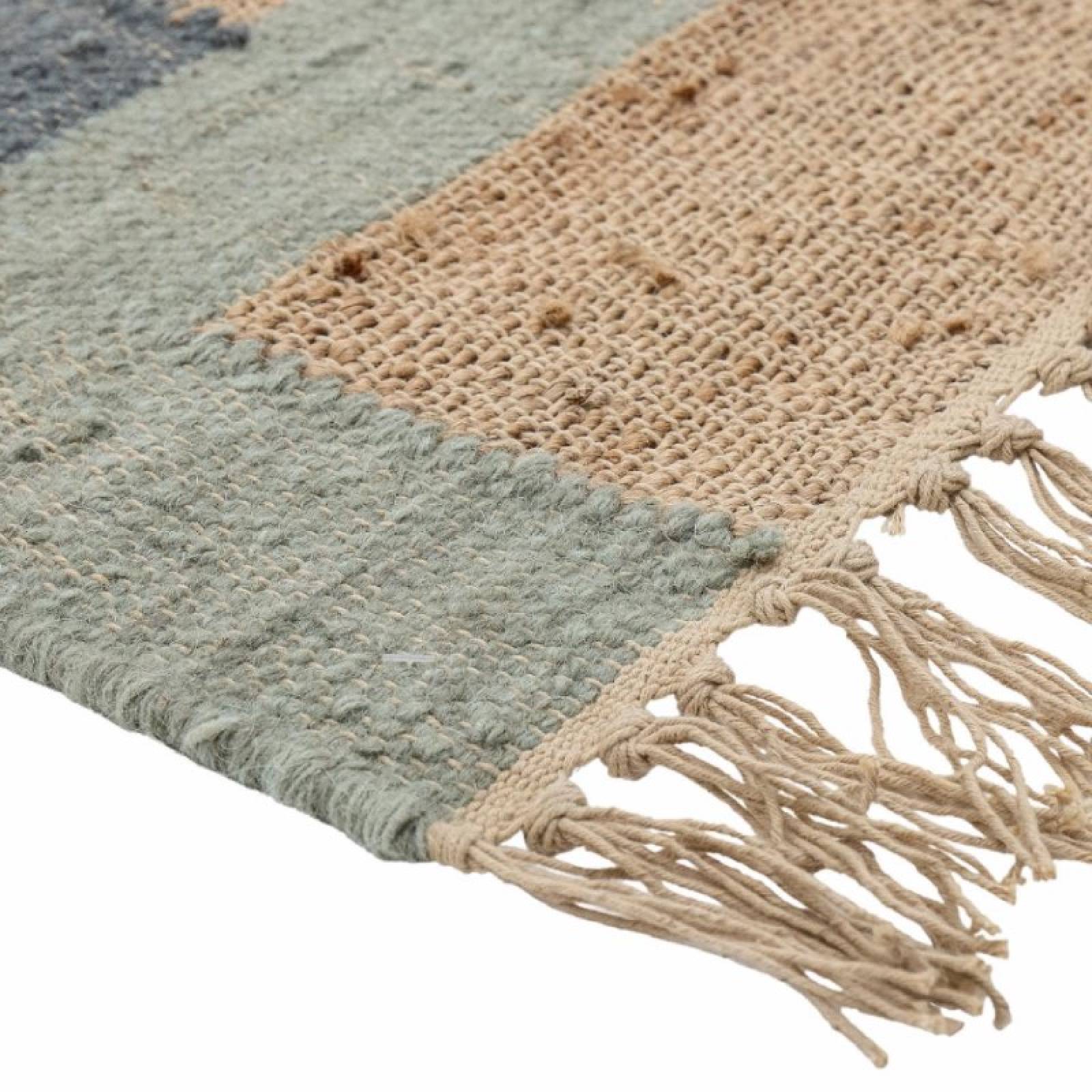 Wool & Jute Runner Rug In Green And Natural thumbnails