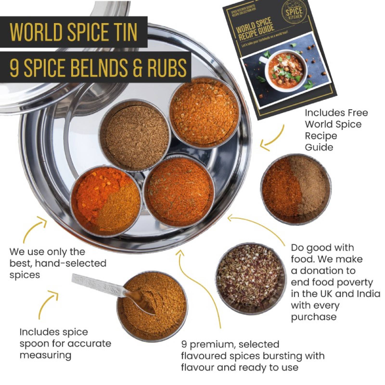 World Spice Tin With 9 Spices & Rubs With Silk Sari Wrap thumbnails