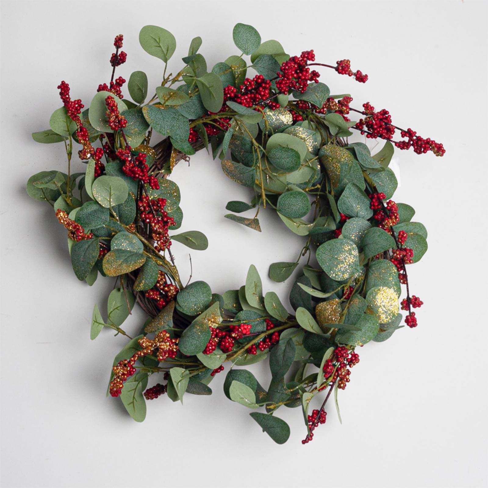 Glittered Eucalyptus & Berries Christmas Wreath