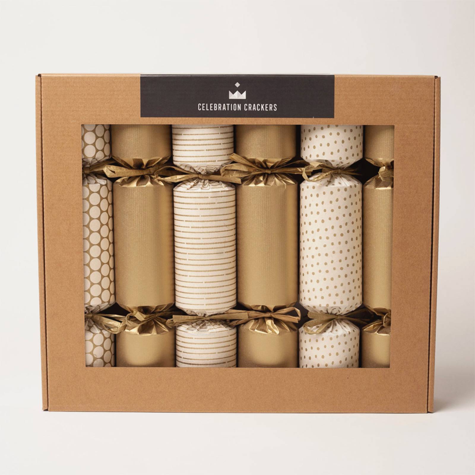 Box Of 6 Handmade Christmas Crackers - Natural Gold thumbnails