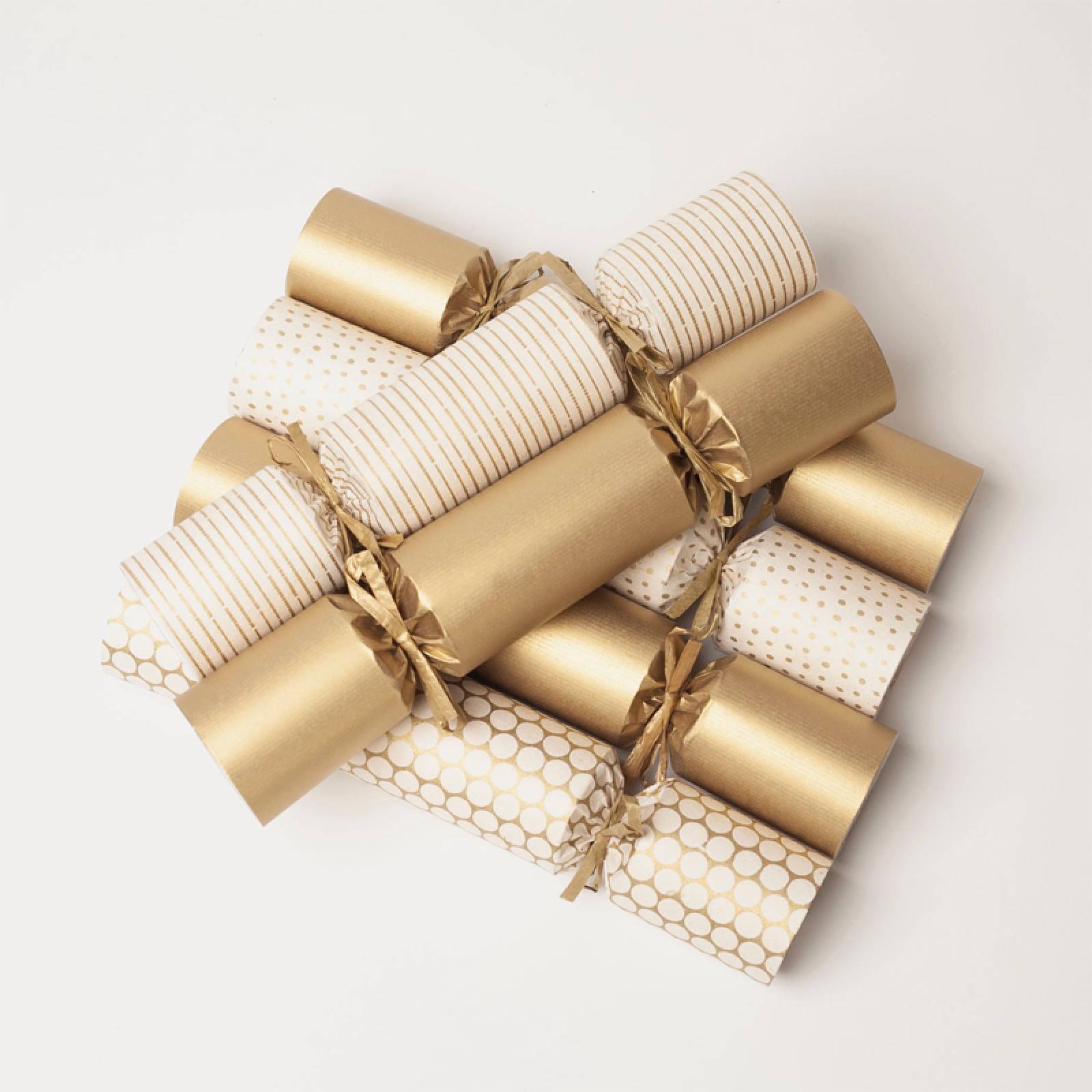 Box Of 6 Handmade Christmas Crackers - Natural Gold thumbnails