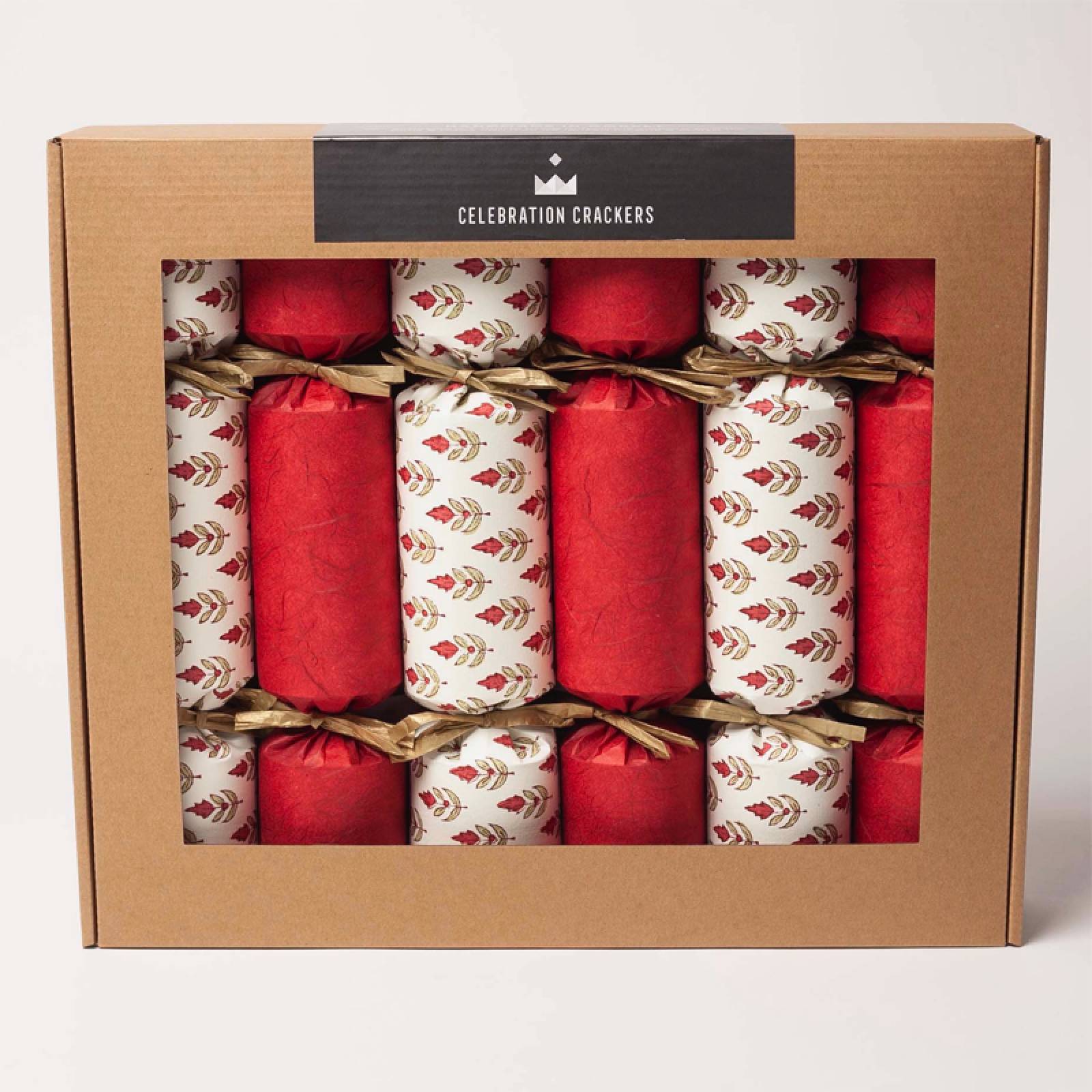 Box Of 6 Handmade Christmas Crackers - Crimson Botanical