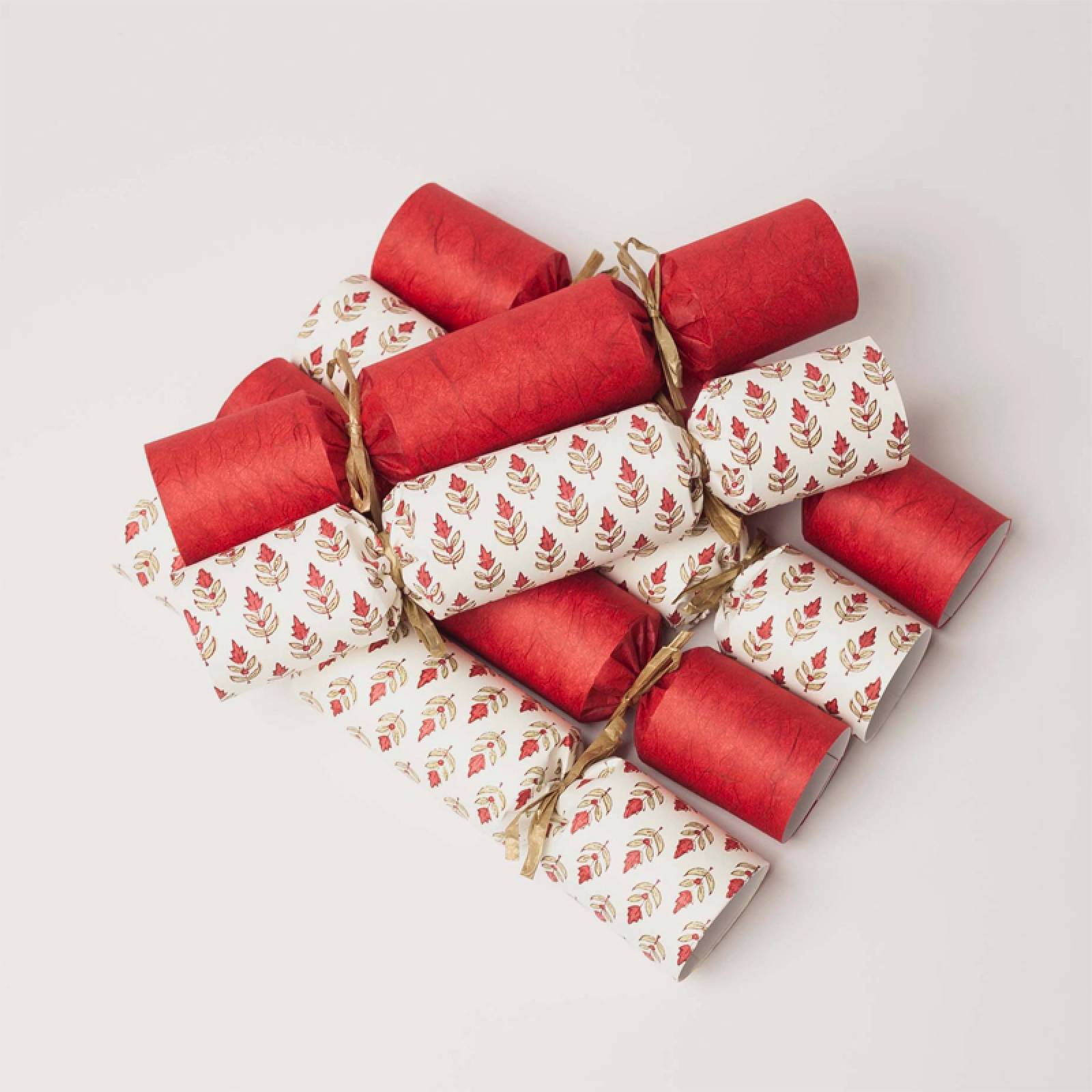 Box Of 6 Handmade Christmas Crackers - Crimson Botanical thumbnails