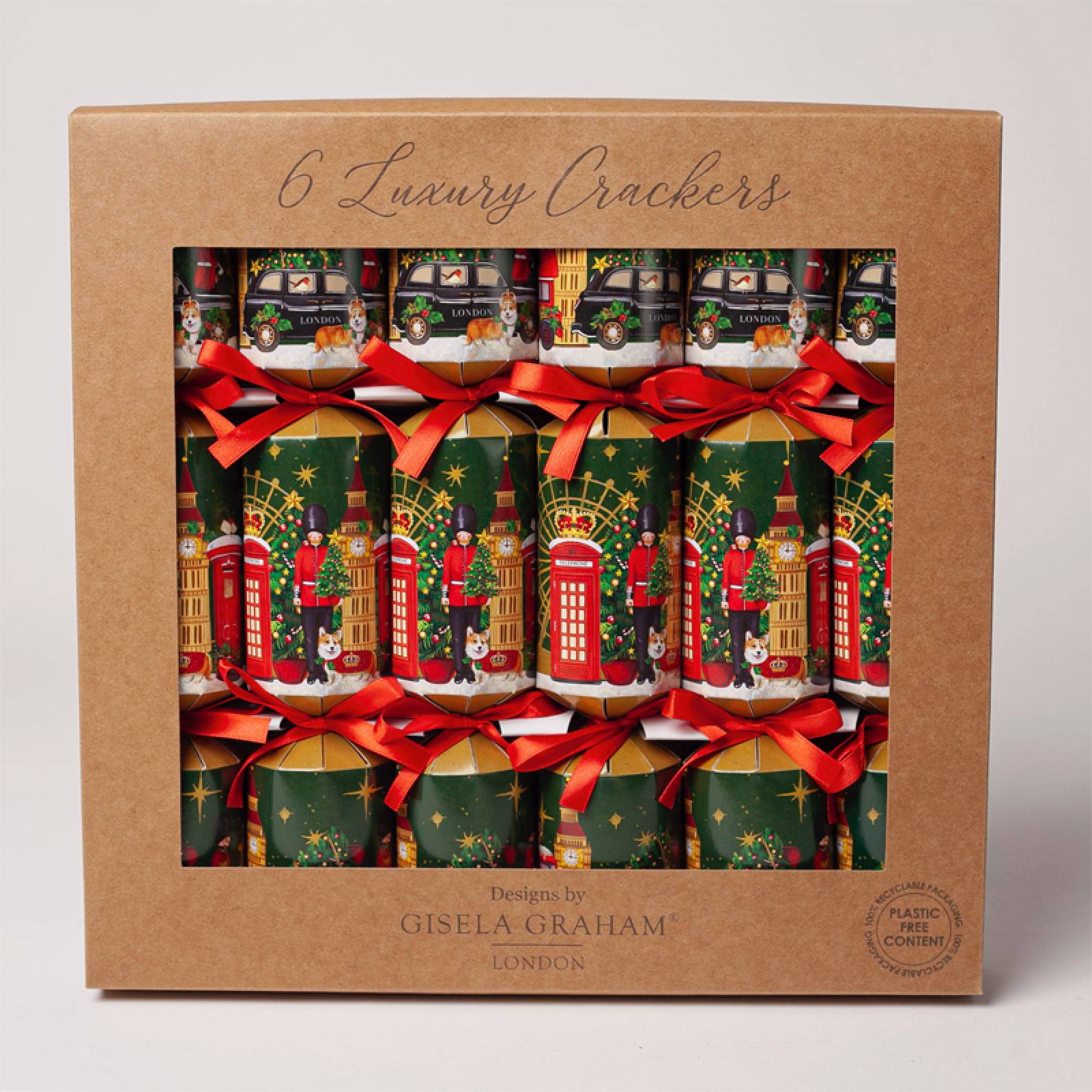 Box Of 6 Christmas Crackers - London