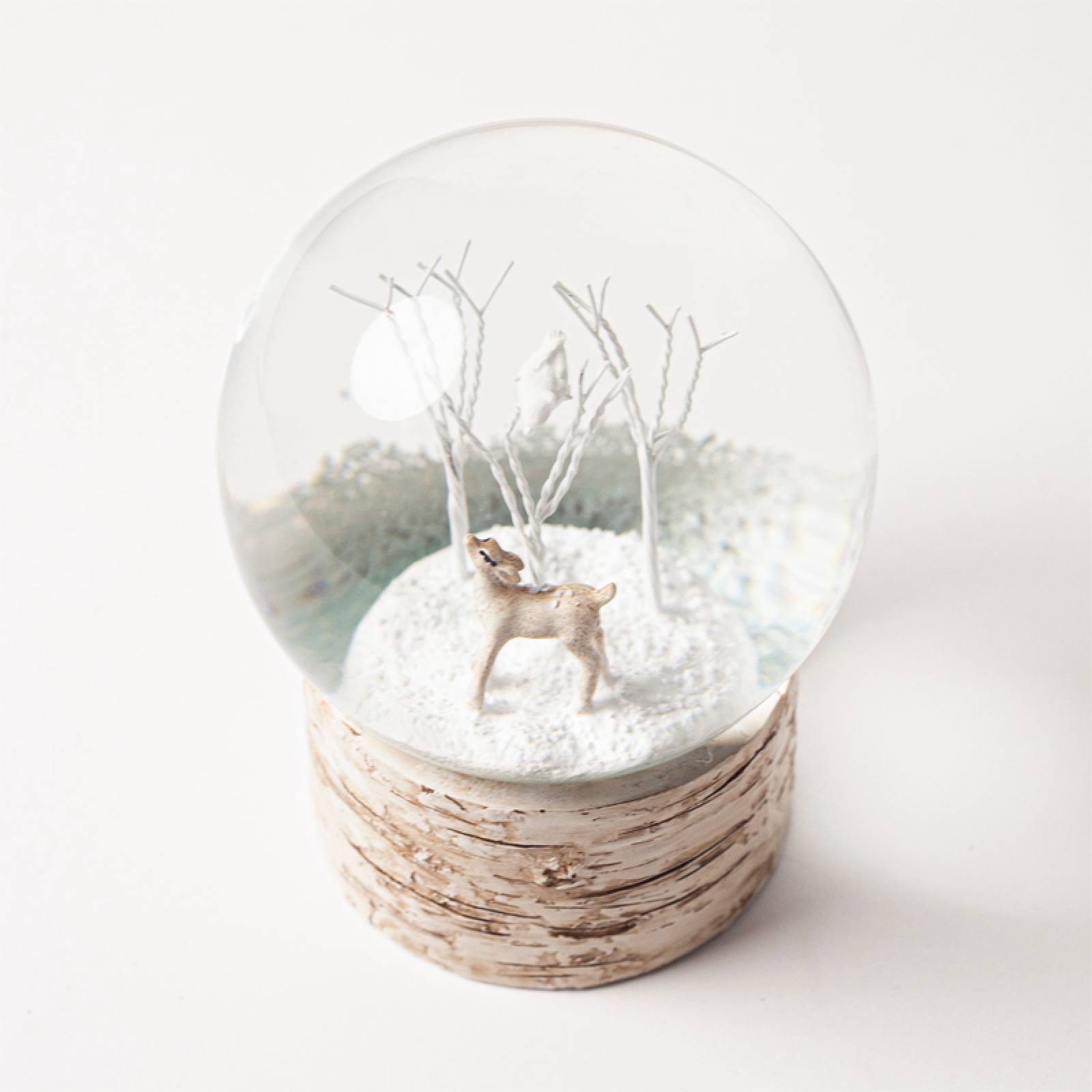 White Deer In The Woods Snow Globe thumbnails