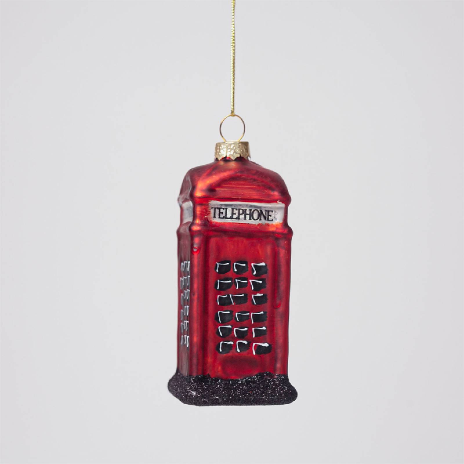 Glass Painted Telephone Box Hanging Christmas Decoration