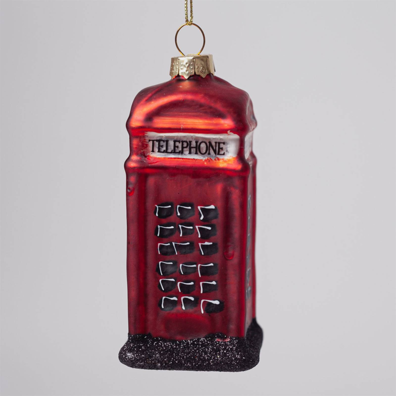 Glass Painted Telephone Box Hanging Christmas Decoration thumbnails