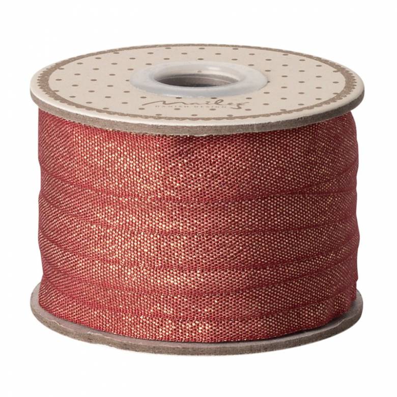 10m Roll Of Ribbon In Red & Gold By Maileg