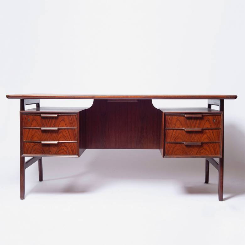 1960s Danish Rosewood Desk Model 75 By Gunni Omann