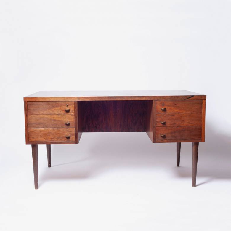 1960s Danish Rosewood Desk With Brass Handles