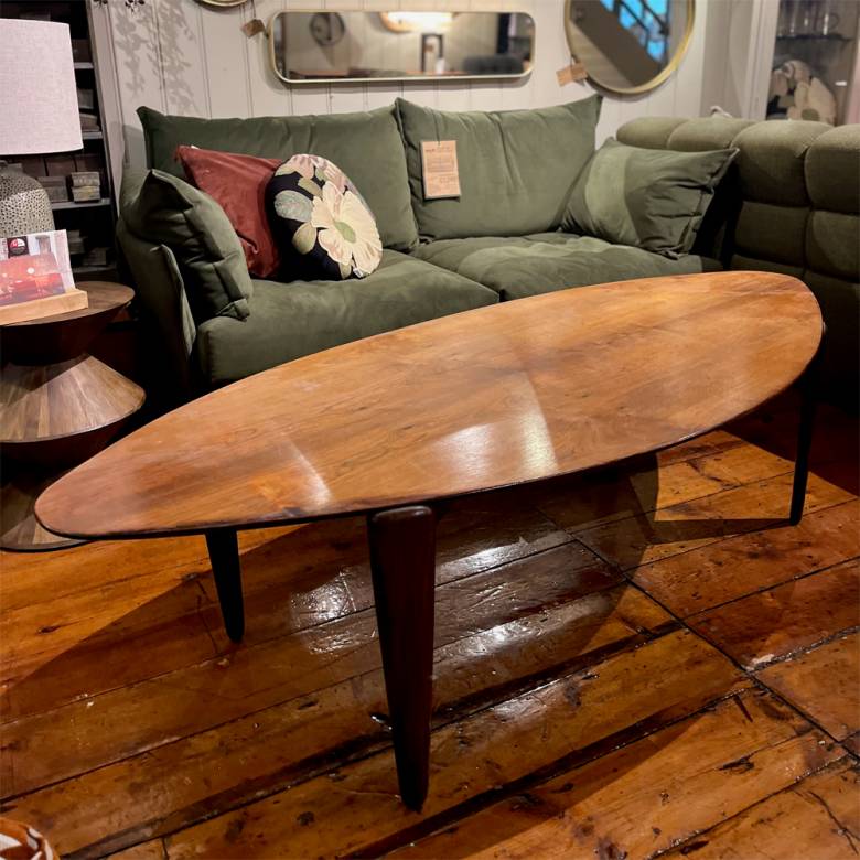 1960s Large Elliptical Shaped Rosewood Coffee Table