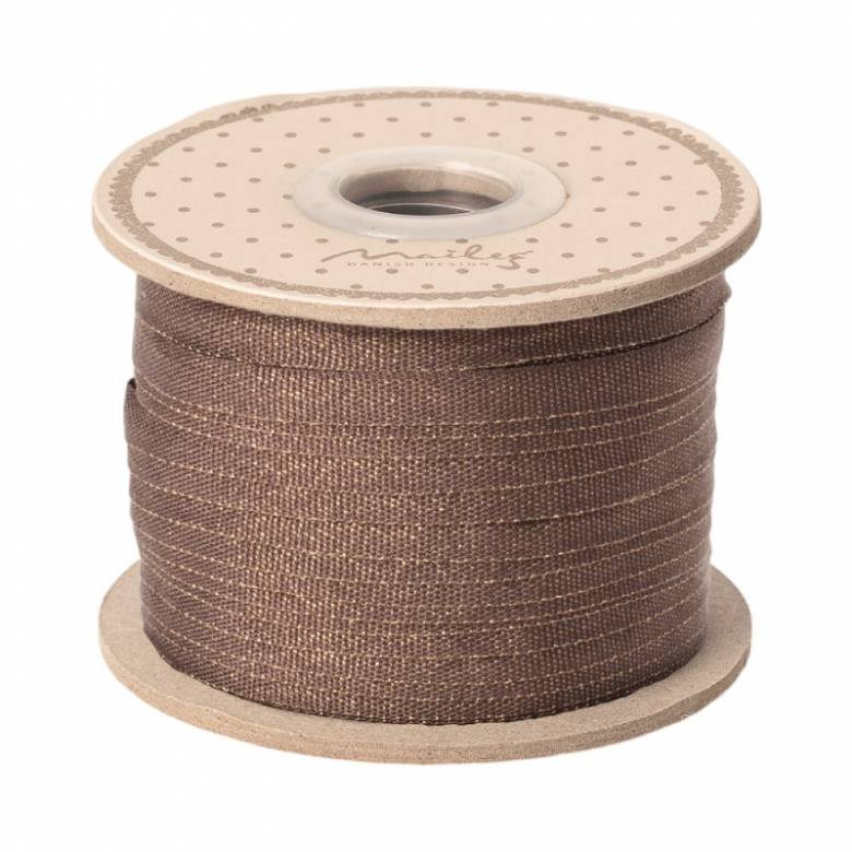 25m Roll Of Ribbon In Dusty Grape/Gold By Maileg