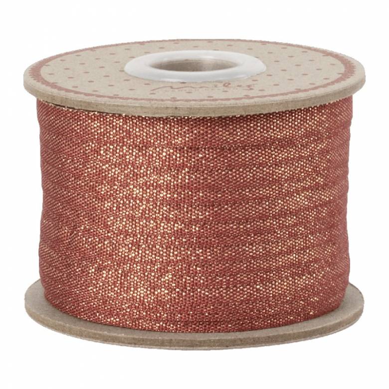 25m Roll Of Ribbon In Red/Gold By Maileg