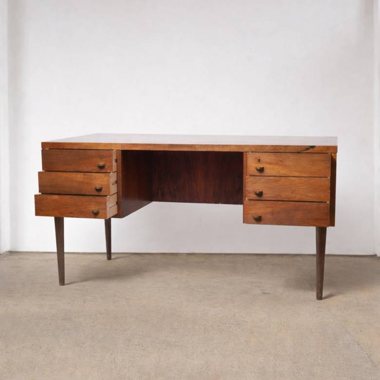 1960s Danish Rosewood Desk With Brass Handles
