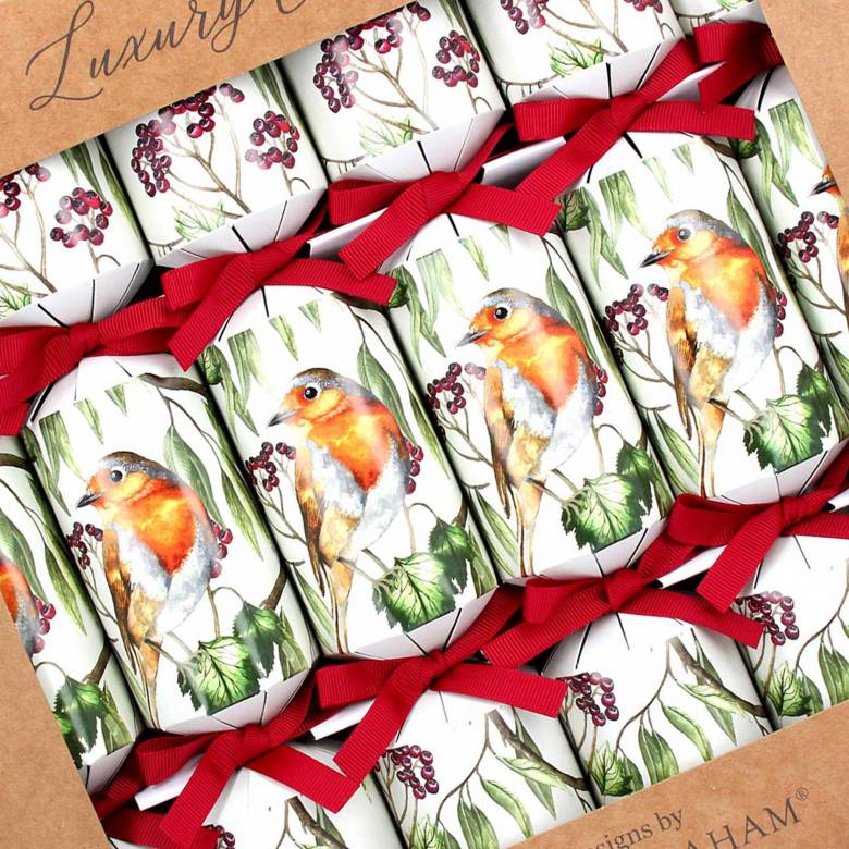 Box Of 6 Christmas Crackers - Robin Berry