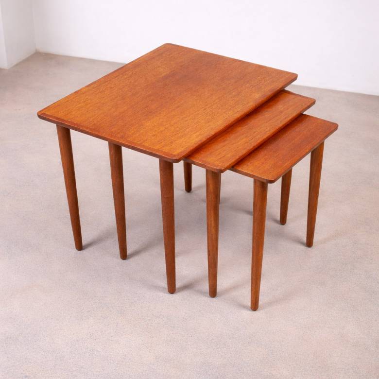 1960s Danish Teak Nest Of Side Tables By H.W. Klein For Bramin