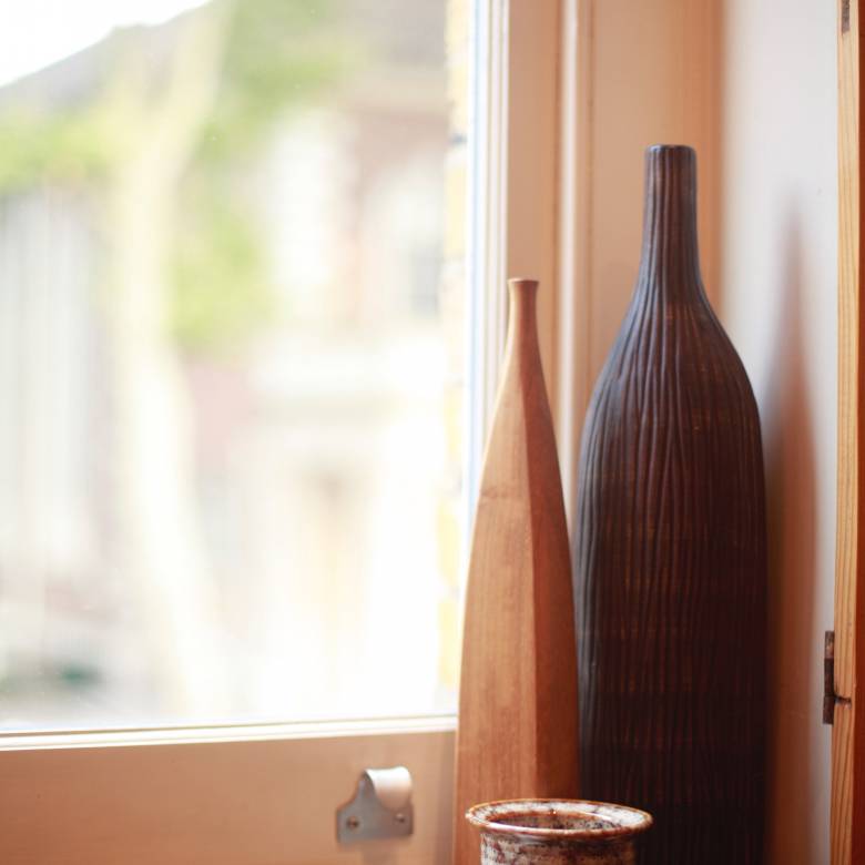 Orange & White Mottled Stoneware Vase H:14cm