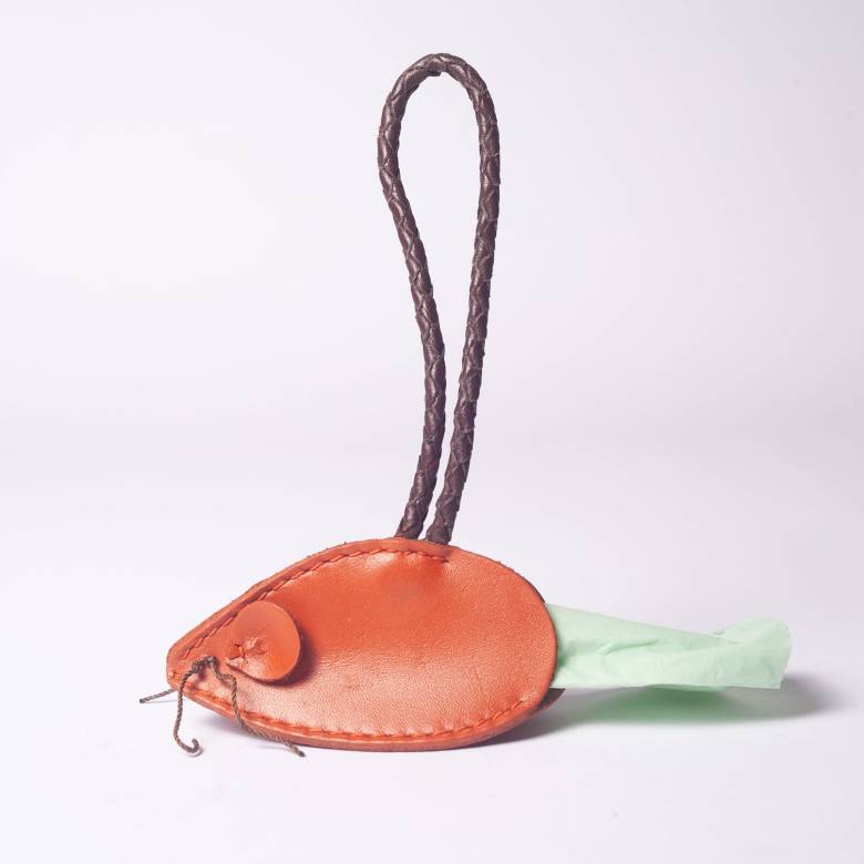 Leather Mouse Poo Bag Dispenser In Ochre