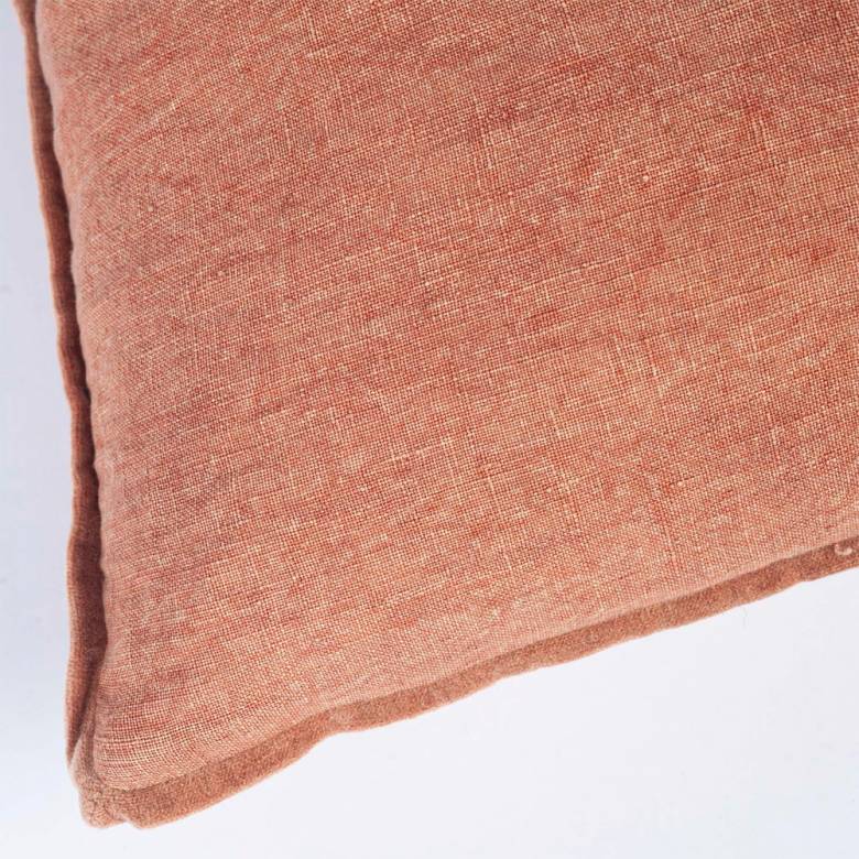 Alpha Square Linen & Velvet Cushion In Cinnamon 45x45