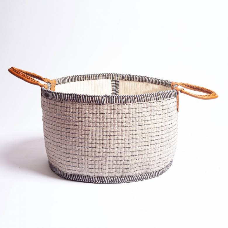 Anjuli Jute And Cotton Basket In Black & White