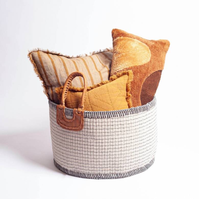 Anjuli Jute And Cotton Basket In Black & White