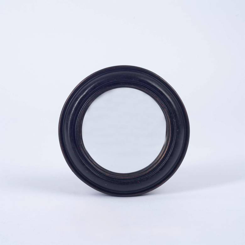 Antiqued Black Rounded Frame Small Convex Mirror D: 14cm