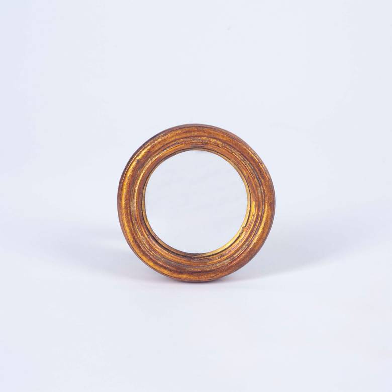 Antiqued Gold Framed Extra Small Convex Mirror 9.5cm