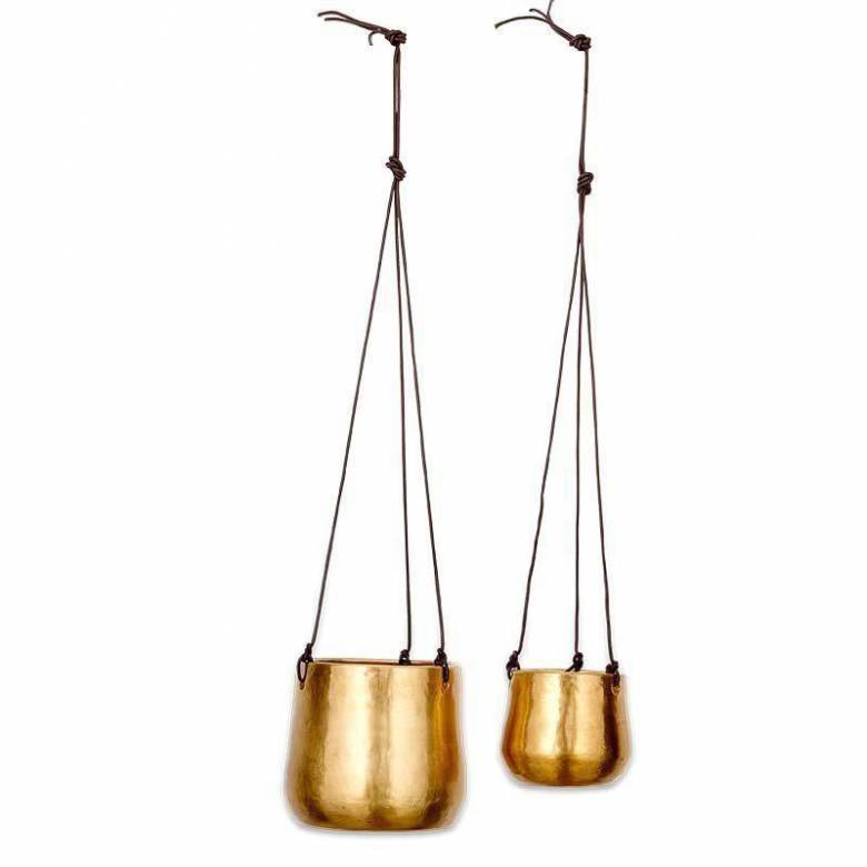 Atsu Small Brass Hanging Planter 9x11cm