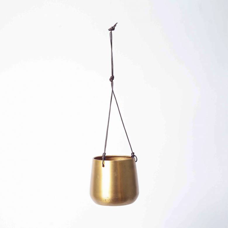 Atsu Large Brass Hanging Planter 12.5x14cm