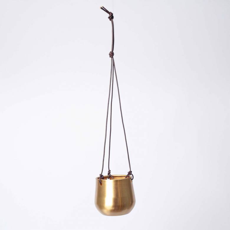 Atsu Small Brass Hanging Planter 9x11cm