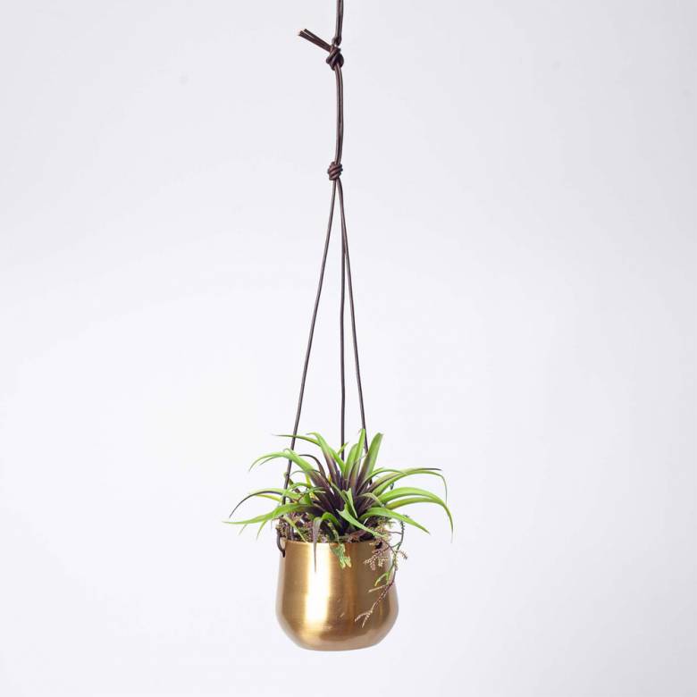 Atsu Small Brass Hanging Planter 9x11cm