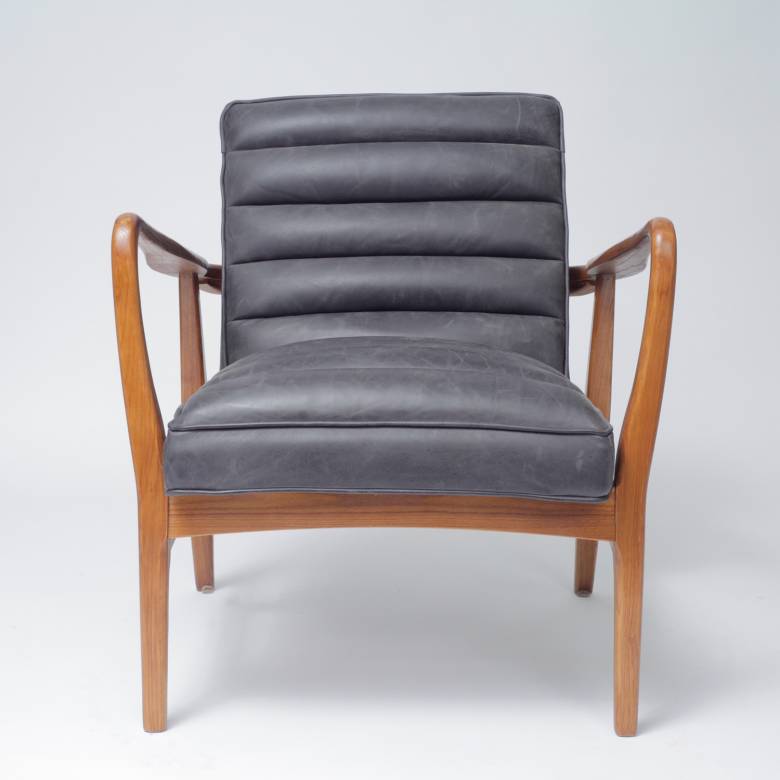 The Auto Oak Armchair in Distressed Ebony Leather