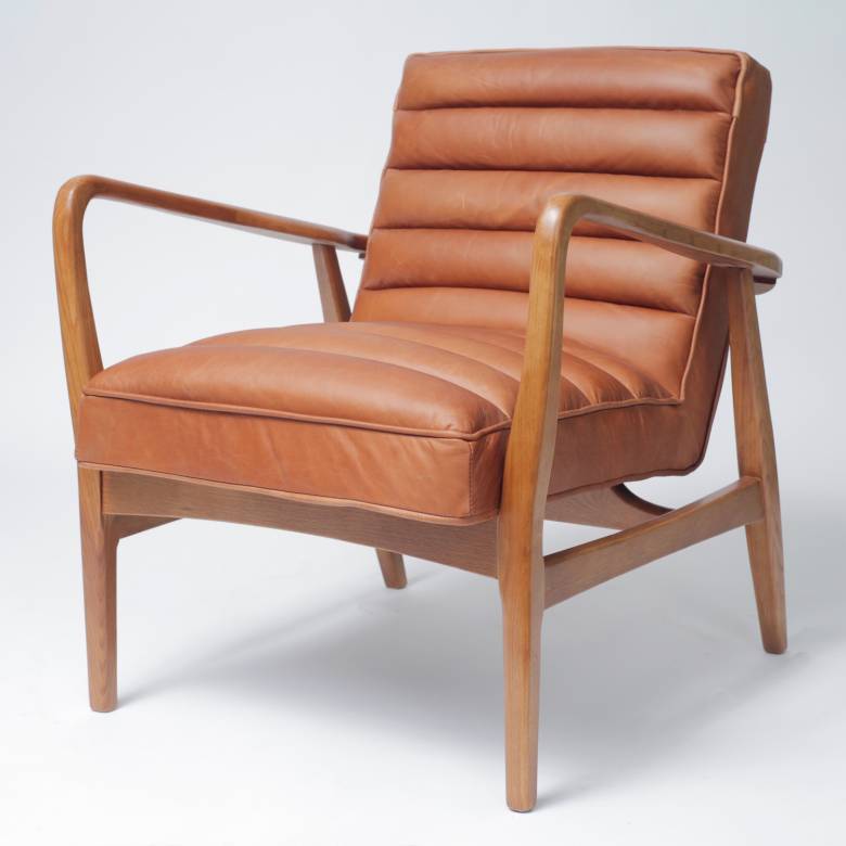 The Auto Oak Armchair in Distressed Brown Leather
