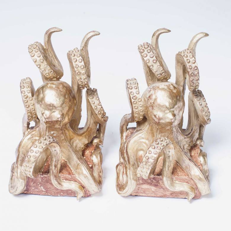 Gold Octopus Bookends - Pair