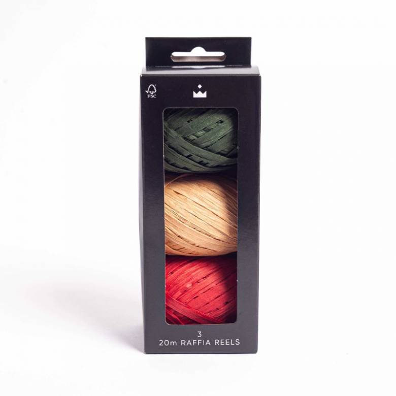 Box Of 3 Rolls Of Christmas Sprig Raffia