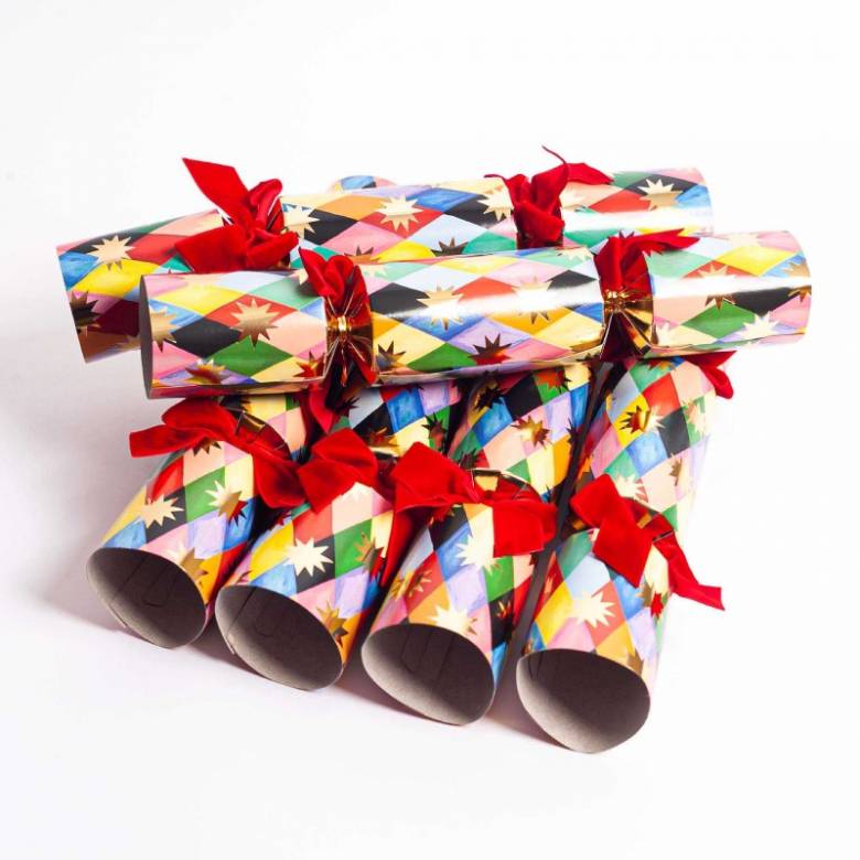 Box Of 6 Luxury Harlequin Christmas Crackers