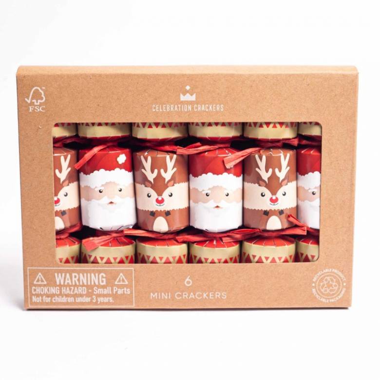 Box Of 6 Mini Santa & Reindeer Christmas Crackers